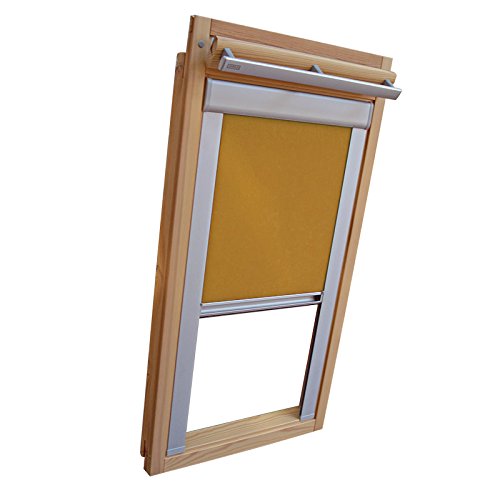 Verdunkelungsrollo Rollo für VELUX Dachfenster TYP GGL/GPL/GHL - 206 - Farbe ocker - mit Aluminium Seitenschienen - KLICK Montage von Sonnenschutz-HH
