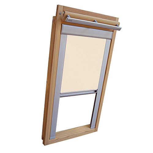 Verdunkelungsrollo Rollo für VELUX Dachfenster TYP GGL/GPL - 308 oder M08 - Farbe creme - mit Aluminium Seitenschienen - KLICK Montage von Sonnenschutz-HH