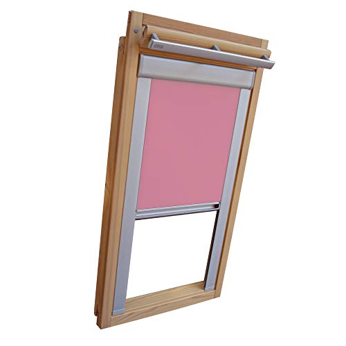 Verdunkelungsrollo Rollo für VELUX Dachfenster TYP VK/VE/VS - 107 Typ I - Baujahr ab März 1984 - Farbe rosa - mit Aluminium Seitenschienen - KLICK Montage von Sonnenschutz-HH