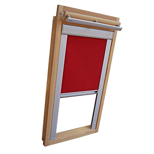 Verdunkelungsrollo Rollo für VELUX Dachfenster TYP VL/VG/VX - 043 Typ I - Baujahr ab April 1983 - Farbe weinrot - mit Aluminium Seitenschienen - KLICK Montage von Sonnenschutz-HH