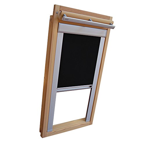 Verdunkelungsrollo THERMO Alu-Rückseite für BLEFA Dachfenster TYP BL/BSK - BSK 74 (120,4 x 106,4 cm) - Farbe Schwarz - mit Aluminium Seitenschienen von Sonnenschutz-HH