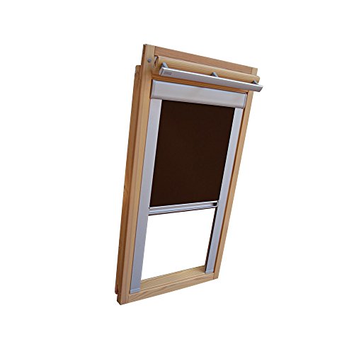 Verdunkelungsrollo THERMO Alu-Rückseite für VELUX Dachfenster TYP GGL/GPL/GGU/GPU - CK06 - Farbe Dunkelbraun - mit Aluminium Seitenschienen - KLICK Montage von Sonnenschutz-HH