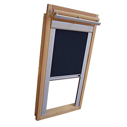 Verdunkelungsrollo THERMO Alu-Rückseite für VELUX Dachfenster TYP GGL/GPL/GGU/GPU - FK08 - Farbe Blau - mit Aluminium Seitenschienen - KLICK Montage von Sonnenschutz-HH