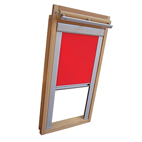 Verdunkelungsrollo THERMO Alu-Rückseite für VELUX Dachfenster TYP GGL/GPL - 406 oder P06 - Farbe Rot/Signalrot - mit Aluminium Seitenschienen - KLICK Montage von Sonnenschutz-HH
