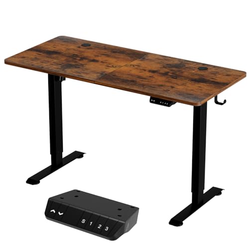 Sonnewelt 140 * 60cm Höhenverstellbarer Schreibtisch Höhenverstellbar Elektrisch Ergonomischer Steh-Sitz Tisch mit Memory-Steuerung und Anti-Kollisions Technologie, Vintage von Sonnewelt