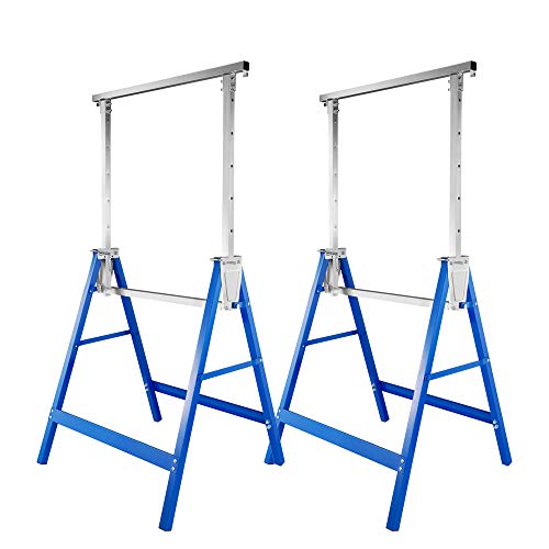 Sonnewelt Arbeitsbock, Gerüstbock stabiler bis 200kg, Arbeitsbock Höhenverstellbar 7-Fach 80-130 cm, Böcke Klappbar Unterstellbock (2er Set, Blau) Sonnewelt Arbeitsbock, Gerüstbock stabiler bis 200kg, Arbeitsbock Höhenverstellbar 7-Fach 80-130 cm, Böcke Klappbar Unterstellbock (2er Set, Blau) von Sonnewelt