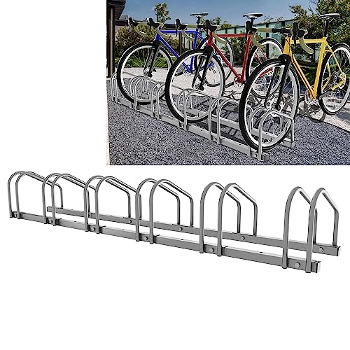 Sonnewelt 2x Fahrradständer für 6 Fahrräder 35-55 mm Reifenbreite,Fahrradständer Bodenparker,Radständer Einfache Montage Fahrradständer Stahl Verzinkt,Fahrrad Ständer Halter 160x32x26cm （Silber） von Sonnewelt