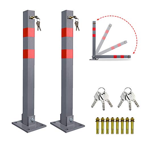 Sonnewelt 2x Parkpfosten Absperrpfosten mit 3 Schlüssel, Stahl klappbar Parkplatzsperre Parkplatzsperren mit Reflexstreifen, Robust Standfuß Sperrpfosten Set Sonnewelt 2x Parkpfosten Absperrpfosten mit 3 Schlüssel, Stahl klappbar Parkplatzsperre Parkplatzsperren mit Reflexstreifen, Robust Standfuß Sperrpfosten Set von Sonnewelt