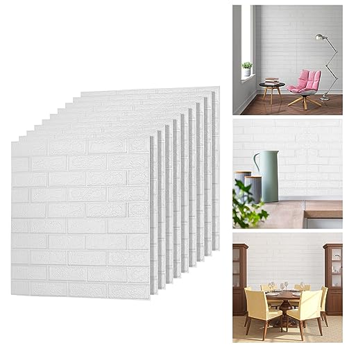 Sonnewelt 30 Stück 3D Wandpaneele,77x70cm Wasserdicht Wandtapete,Selbstklebende Tapete Selbstklebend Wandaufkleber, für Badezimmer Schlafzimmer Wohnzimmer Balkon Küchenrückwand Weiß von Sonnewelt