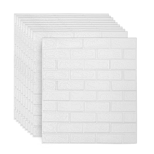 Sonnewelt 3D Tapete Wandtapete Selbstklebend 50 Stück, 3D Wandpaneele 77x70cm,Tapeten Wohnzimmer Wasserdicht PE-Schaum,Ziegel Tapeten Steinoptik,Wandtapete für Waschküche Küche.Wallpaper（Weiß） von Sonnewelt