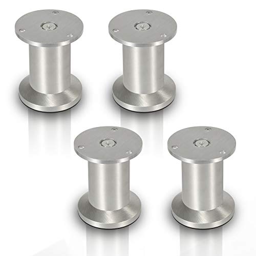 Sonnewelt 4er Set Möbelfüße | Hochwertige Aluminium Möbelfuss | 100mm Verstellbare für individuelle DIY-Möbel | Möbelbeine Küchenschränke Edelstahl runde Schrankfüße von Sonnewelt