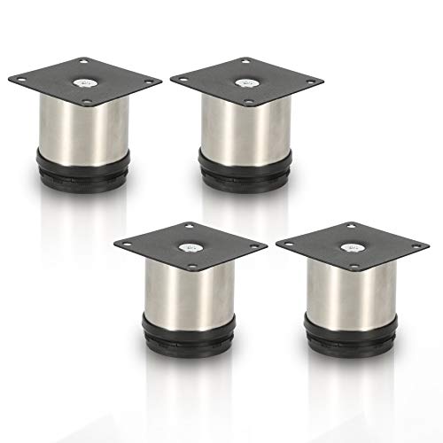 Sonnewelt 4er Set Möbelfüße | Hochwertige Edelstahl Möbelfuss | 50mm Verstellbare für individuelle DIY-Möbel | Möbelbeine Küchenschränke Edelstahl runde Schrankfüße von Sonnewelt