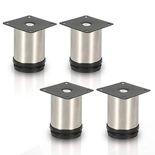 Sonnewelt 4er Set Möbelfüße | Hochwertige Edelstahl Möbelfuss | 80mm Verstellbare für individuelle DIY-Möbel | Möbelbeine Küchenschränke Edelstahl runde Schrankfüße von Sonnewelt