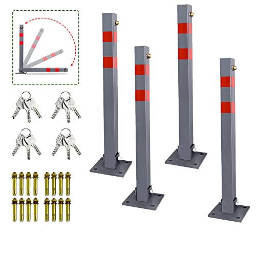 Sonnewelt 4x Parkpfosten Absperrpfosten mit 3 Schlüssel, Stahl klappbar Parkplatzsperre Parkplatzsperren mit Reflexstreifen, Robust Standfuß Sperrpfosten Set Sonnewelt 4x Parkpfosten Absperrpfosten mit 3 Schlüssel, Stahl klappbar Parkplatzsperre Parkplatzsperren mit Reflexstreifen, Robust Standfuß Sperrpfosten Set von Sonnewelt