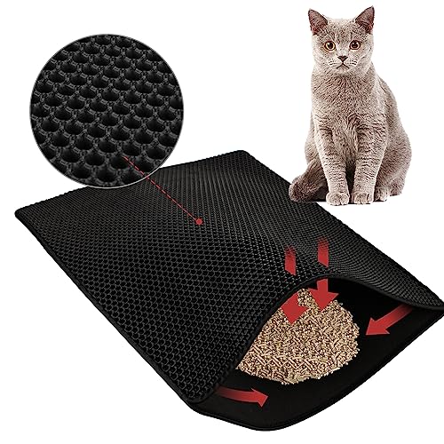 Sonnewelt 78cm*60cm Katzenklo Matte Katzenstreu Matte Katzenklo Unterleger Waben Design Katzenklo Vorleger wasserdichte Doppelte Schichte Entwurf Bienenwabe Matte Katzenmatte für Sauberkeit von Sonnewelt
