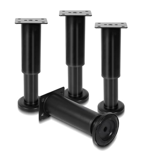 Sonnewelt 8er Set Edelstahl Möbelfüße,Schwarz Möbelbeine 12-18cm Höhenverstellbar, Füße für möbel mit Schrauben, | Belastbar bis 300 KG, für Sofa Möbelfüße Schreibtisch Stühle von Sonnewelt