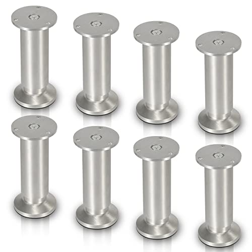 Sonnewelt 8er Set Möbelfüße | Hochwertige Aluminium Möbelfuss | 200mm Verstellbare für individuelle DIY-Möbel | Möbelbeine Küchenschränke Edelstahl runde Schrankfüße von Sonnewelt