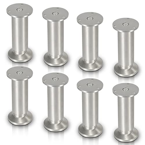 Sonnewelt 8er Set Möbelfüße | Hochwertige Aluminium Möbelfuss | 200mm Verstellbare für individuelle DIY-Möbel | Möbelbeine Küchenschränke Edelstahl runde Schrankfüße von Sonnewelt