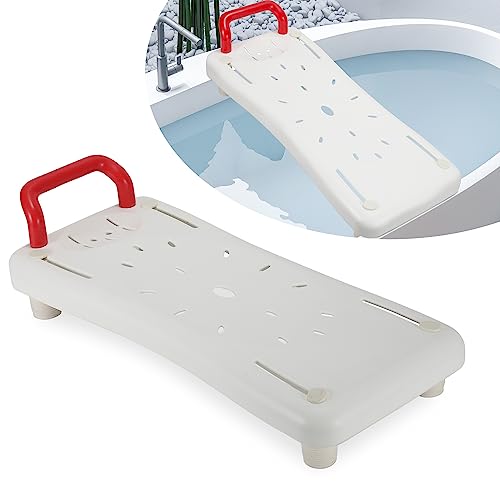 Sonnewelt Badewannenbrett badewannensitz für Erwachsene senioren Wannensitz Sitzbrett ca.69cm mit Griff und integrierter Seifenablage weiß duschbrett für badewanne von Sonnewelt