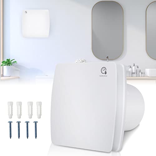 Sonnewelt Badlüfter 150mm Abluftventilator mit Feuchtigkeitssensor Abluftventilator einstellbarer Nachlaufzeit,mit Timing Wandventilator Küche WC Bad -weiß von Sonnewelt
