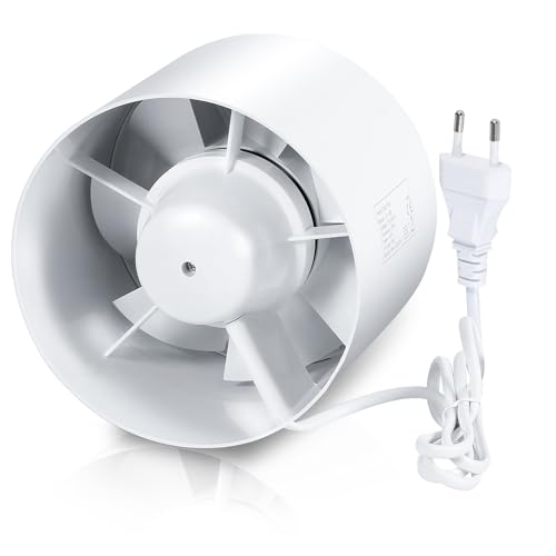 Sonnewelt Badlüfter Fan Rohrventilator 100mm mit Rückstauklappe Badezimmerlüfter Wohnraumlüfter Bad Rauchabzug Ventilator 130m³/h Rohrlüfter von Sonnewelt