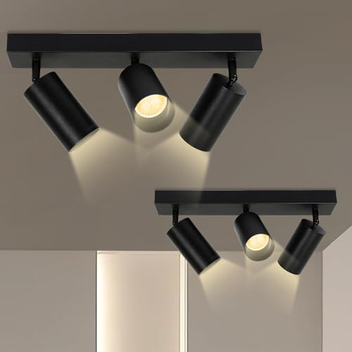 Sonnewelt Deckenstrahler LED 2x3 Flammig Strahler Deckenleuchte Schwarz GU10 Spotbalken Deckenlampe Spot Modern Deckenspot für Schlafzimmer Wohnzimmer (inkl.6x4W LED Leuchtmittel Warmweiß) von Sonnewelt