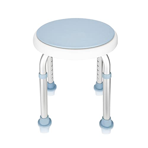 Sonnewelt Duschhocker Duschstuhl Belastung 136kg 360°Drehbar Badhockerund Höhenverstellbar 36-51 cm Anti-Rutsch-Füße Stabil badhocker für die dusche-Ohne Bohren von Sonnewelt