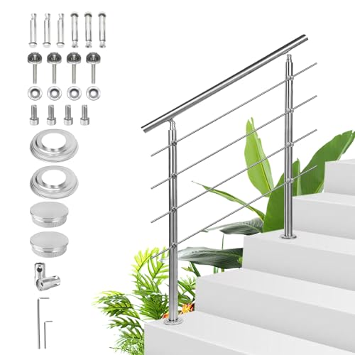 Sonnewelt Edelstahl Handlauf Geländer - Treppengeländer 160cm mit 4 Querstäben für innen und außen, Hochwertiges Eingangsgeländer für Balkon, Treppe und Brüstung von Sonnewelt