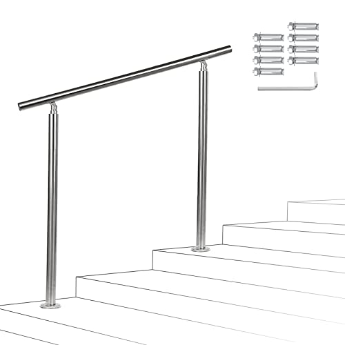 Sonnewelt Edelstahl Handlauf Geländer Treppengeländer Montagematerial Wandhandlauf Wandhalterung Innen & Außen (180cm, 0 Querstreben) von Sonnewelt