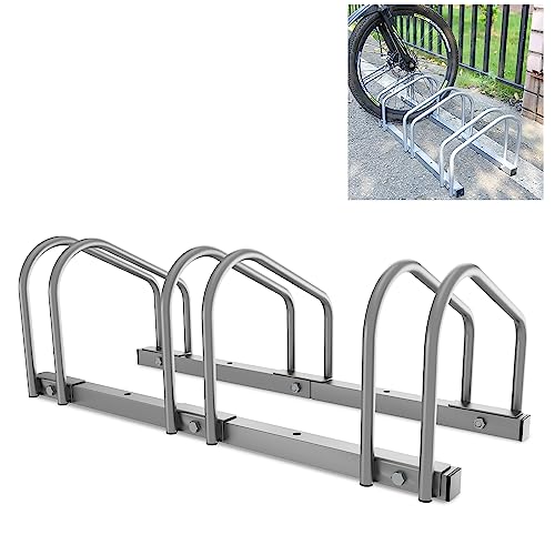 Sonnewelt Fahrradständer für 3 Fahrräder 35-55 mm Reifenbreite,Fahrradständer Bodenparker,Radständer Einfache Montage Fahrradständer Stahl Verzinkt,Fahrradständer Boden 70.5x32x26cm （Silber） von Sonnewelt