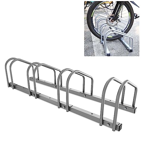 Sonnewelt Fahrradständer für 4 Fahrräder 35-55 mm Reifenbreite,Fahrradständer Bodenparker,Radständer Einfache Montage Fahrradständer Stahl Verzinkt,Fahrradständer Rennrad 101x32x26cm （Silber） von Sonnewelt