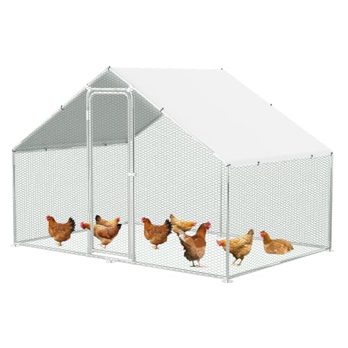 Sonnewelt Freilaufgehege 3x2x2m Hühnerstall Verzinkter Stahl Kleintierstall Hühnerhaus Dach Geflügelstall mit Sonnenschutzdach und Tür für Haustierkäfig Hühnerkäfig Vogelkäfig Kleintiere Pflanzen von Sonnewelt