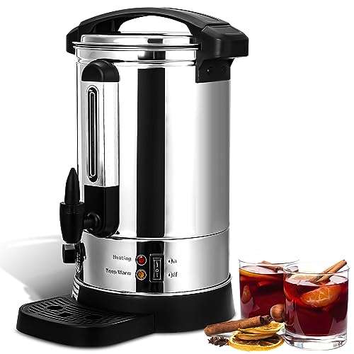 Sonnewelt Glühweinkocher, 8L Glühweinkocher mit Zapfhahn Thermostat,1500W Glühweintopf Edelstahl mit Wasserstandsanzeige,Glühweinkessel Einstellbare Temperatur von 30-110°C,Heißgetränkeautomat von Sonnewelt