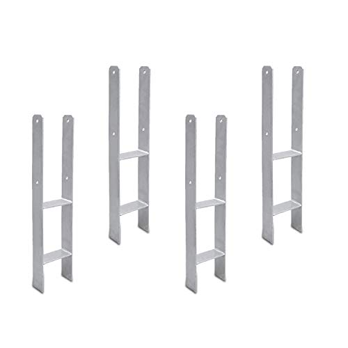 Sonnewelt H Anker Pfostenträger Pfostenträger H-Form Betonschuhe Holzbalken H-pfosten Pergola Carport für Pfosten 10x10 (4 Stück 101mm) von Sonnewelt