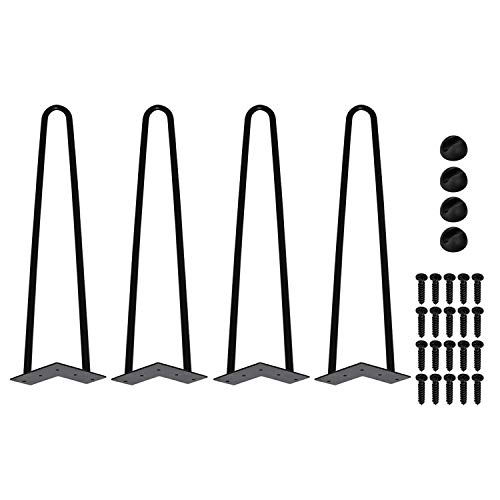 Sonnewelt Hairpin Legs tischbeine Metall schwarz Tischkufen Haarnadel Tischbein 12 mm, Hairpin Legs aus Stahl, 2-Stange Bein, 30 cm 4 Stück von Sonnewelt