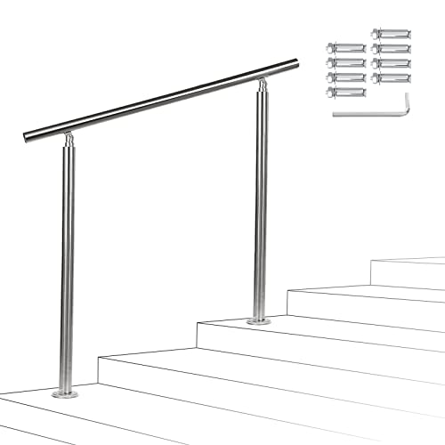 Sonnewelt Handlauf Edelstahl, 150 cm gebürsteter Edelstahl, Treppengeländer mit ohne Querstreben für den Einsatz im Innen- und Außenbereich von Sonnewelt