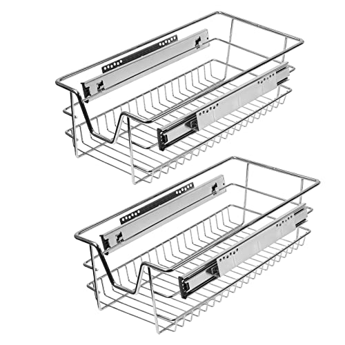 Sonnewelt Küchenschublade Teleskopschublade Küchen Regal Korbauszug auszug küchenschrank inkl. Schienen teleskopschublade nachrüsten spülschrank Organizer schrankkorb ausziehbar (2 Stück，30cm) von Sonnewelt