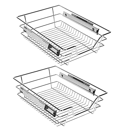 Sonnewelt Küchenschublade Teleskopschublade Küchen Regal Korbauszug auszug küchenschrank inkl. Schienen teleskopschublade nachrüsten spülschrank organizer schrankkorb ausziehbar (2 Stück，40cm) von Sonnewelt