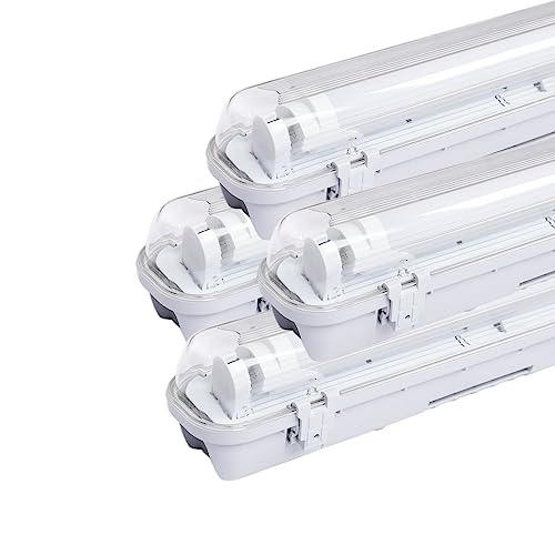 Sonnewelt LED Feuchtraumleuchte 120cm 4er 4000K Neutralweiß 18W 1530lm IP65 Wasserfest T8 Werkstattlampe Röhrenlampe Komplett Wannenleuchte Leuchte für Garage Keller Büro Warenhaus von Sonnewelt