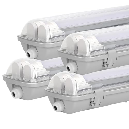Sonnewelt LED Feuchtraumleuchte 120cm 4er 6000K Kaltweiß 2x 18W Röhre 3600lm IP65 Wasserfest T8 Werkstattlampe Röhrenlampe Komplett Wannenleuchte Leuchte für Garage Keller Büro Warenhaus Sonnewelt LED Feuchtraumleuchte 120cm 4er 6000K Kaltweiß 2x 18W Röhre 3600lm IP65 Wasserfest T8 Werkstattlampe Röhrenlampe Komplett Wannenleuchte Leuchte für Garage Keller Büro Warenhaus von Sonnewelt