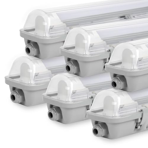 Sonnewelt LED Feuchtraumleuchte 120cm 6er 4000K Neutralweiß 18W 1530lm IP65 Wasserfest T8 Werkstattlampe Röhrenlampe Komplett Wannenleuchte Leuchte für Garage Keller Büro Warenhaus Sonnewelt LED Feuchtraumleuchte 120cm 6er 4000K Neutralweiß 18W 1530lm IP65 Wasserfest T8 Werkstattlampe Röhrenlampe Komplett Wannenleuchte Leuchte für Garage Keller Büro Warenhaus von Sonnewelt
