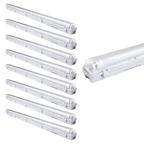 Sonnewelt LED Feuchtraumleuchte 120cm 8er 4000K Neutralweiß 18W 1530lm IP65 Wasserfest T8 Werkstattlampe Röhrenlampe Komplett Wannenleuchte Leuchte für Garage Keller Büro Warenhaus von Sonnewelt