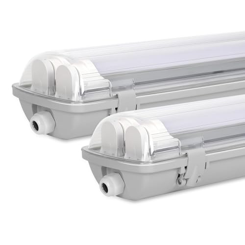 Sonnewelt LED Feuchtraumleuchte 150cm 2er 4000K Neutralweiß 2x 24W Röhre 4800lm IP65 Wasserfest T8 Werkstattlampe Röhrenlampe Komplett Wannenleuchte Leuchte für Garage Keller Büro Warenhaus Sonnewelt LED Feuchtraumleuchte 150cm 2er 4000K Neutralweiß 2x 24W Röhre 4800lm IP65 Wasserfest T8 Werkstattlampe Röhrenlampe Komplett Wannenleuchte Leuchte für Garage Keller Büro Warenhaus von Sonnewelt