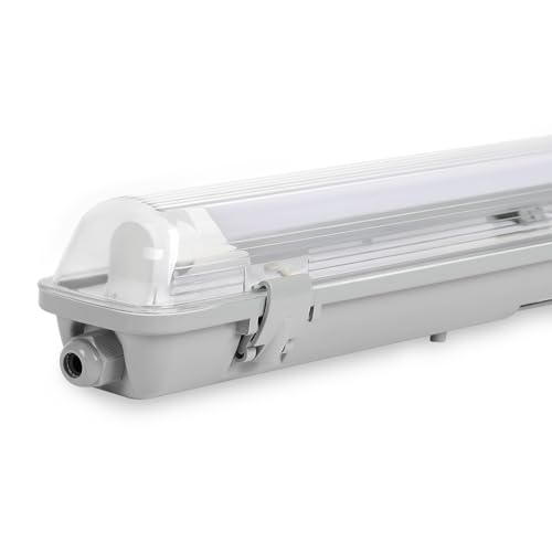 Sonnewelt LED Feuchtraumleuchte 150cm 6000K Kaltweiß 24W 2040lm IP65 Wasserfest T8 Werkstattlampe Röhrenlampe Komplett Wannenleuchte Leuchte für Garage Keller Büro Warenhaus von Sonnewelt
