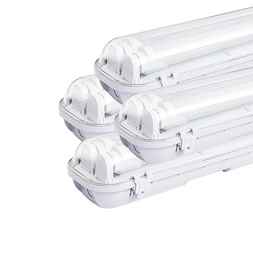 Sonnewelt LED Feuchtraumleuchte 60cm 4er 6000K Kaltweiß 2x 9W Röhre 1800lm IP65 Wasserfest T8 Werkstattlampe Röhrenlampe Komplett Wannenleuchte Leuchte für Garage Keller Büro Warenhaus von Sonnewelt