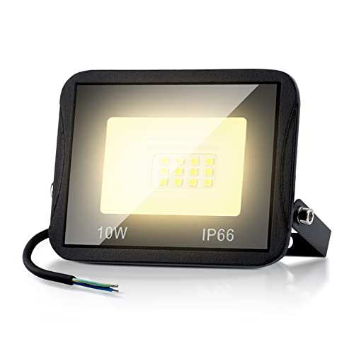 Sonnewelt LED Strahler Außen 10 x 10W Scheinwerfer Superhell 900LM, 3000K Innen Warmweiß, IP66 Wasserfest Außenstrahler, 1m Stromkabel, für Hinterhof, Auffahrt, Garage von Sonnewelt