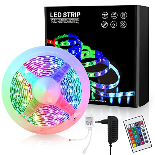 Sonnewelt LED Strip 2M,RGB SMD 5050 LED Streifen Selbstklebend,Farbwechsel Led Band mit Fernbedienung rgb LED lichterketteLeiste für die Beleuchtung von Haus,Party,Küche,TV Hintergrundbeleuchtung von Sonnewelt