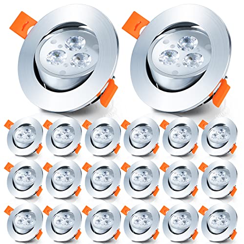 Sonnewelt LED spot Einbaustrahler 230V 20 Stück x 3W Kaltweiß LED deckenleuchte Spots schwenkbar Integriert Deckenspots flach Einbauleuchten fr Badezimmer Kche Wohnzimmer Korridor von Sonnewelt