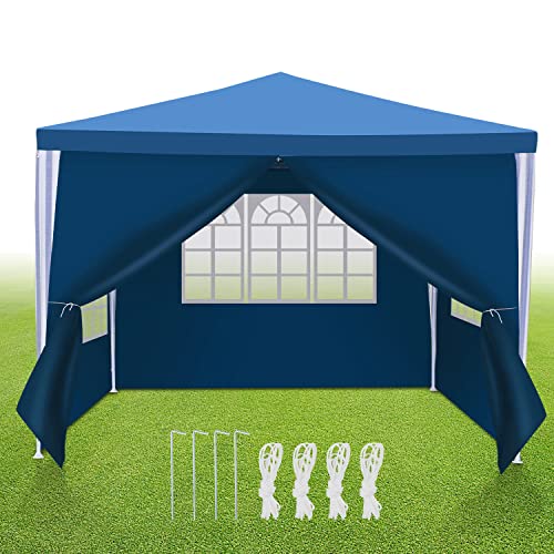 Sonnewelt Pavillon 3x3 m Partyzelt Wasserdicht Hochwertiges PE Plane Festzelt UV-Resistent Gartenzelt 100g/m² Bierzelt mit 4 Seitenteilen Blau von Sonnewelt