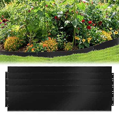 Sonnewelt Rasenkante Metall Beetumrandungen Rasenkante Verzinkt Blumenbeet Umrandung Rasenkantenblech 5m 10m 15m 20m 25m 30m 35m 40m 45m 50m Mähkante Palisade für Hof, Schwarz (Länge 20m - Höhe 18cm) von Sonnewelt